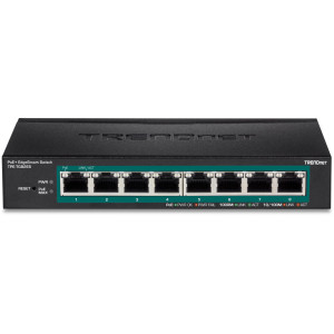 TRENDnet TPE-TG82ES 8-Port Managed Gigabit Ethernet PoE+ Switch, 64W power budget, wall mountable